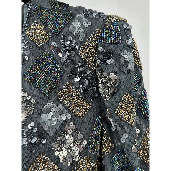 Mac Duggal Geo Embellished Midi Sheath Dress Size 12 Style 5472 - Picture 11 of 11